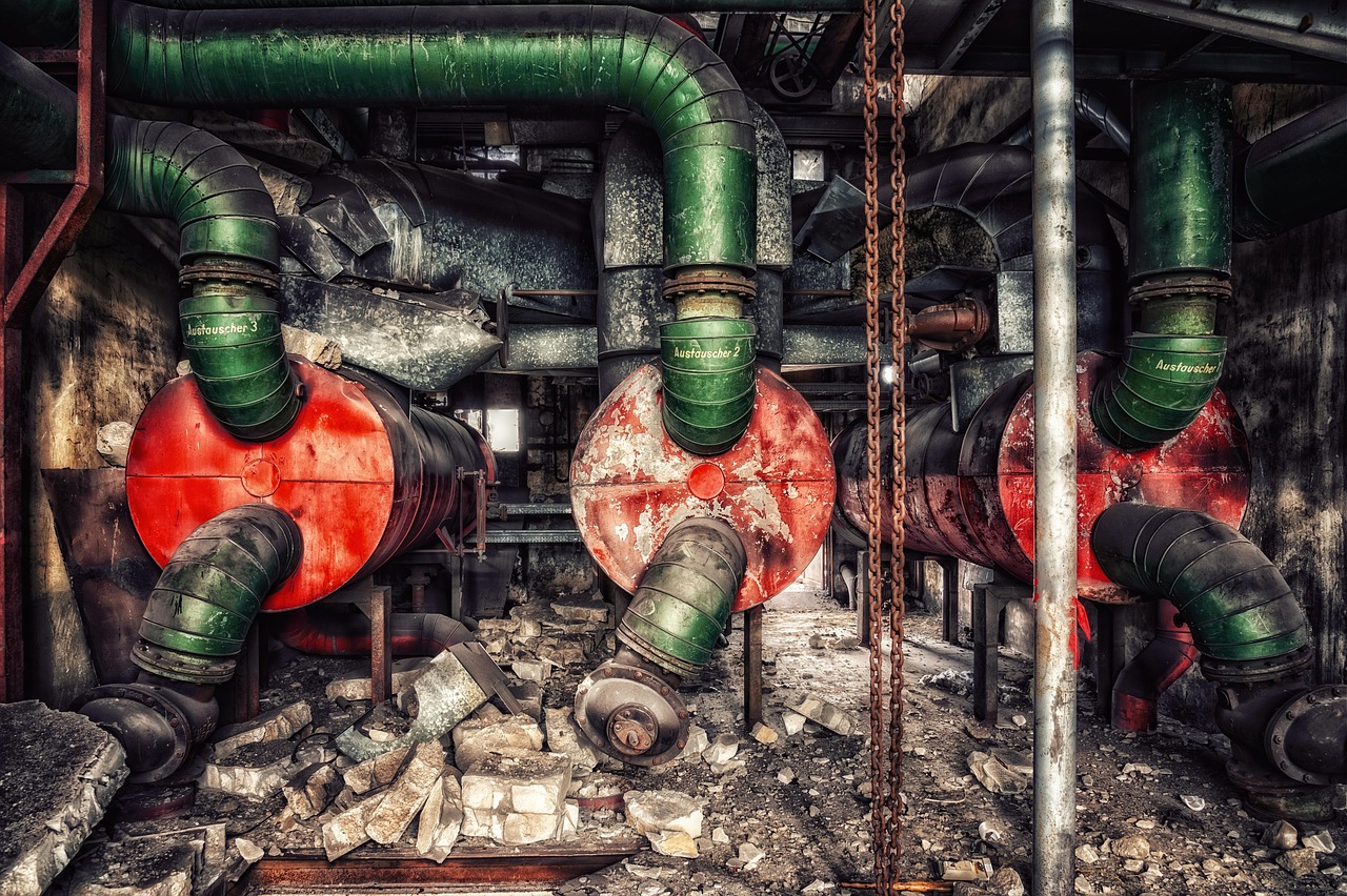 Heating pipework and valves.