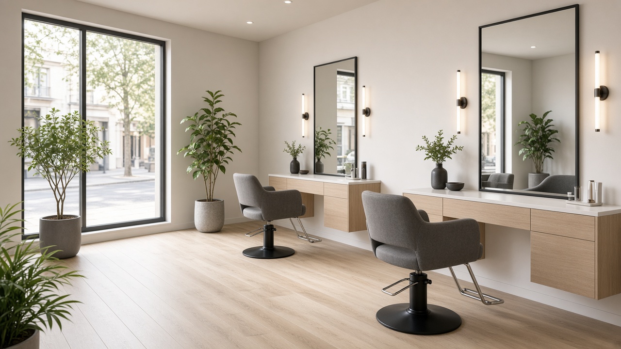 Quiet two-chair salon interior.